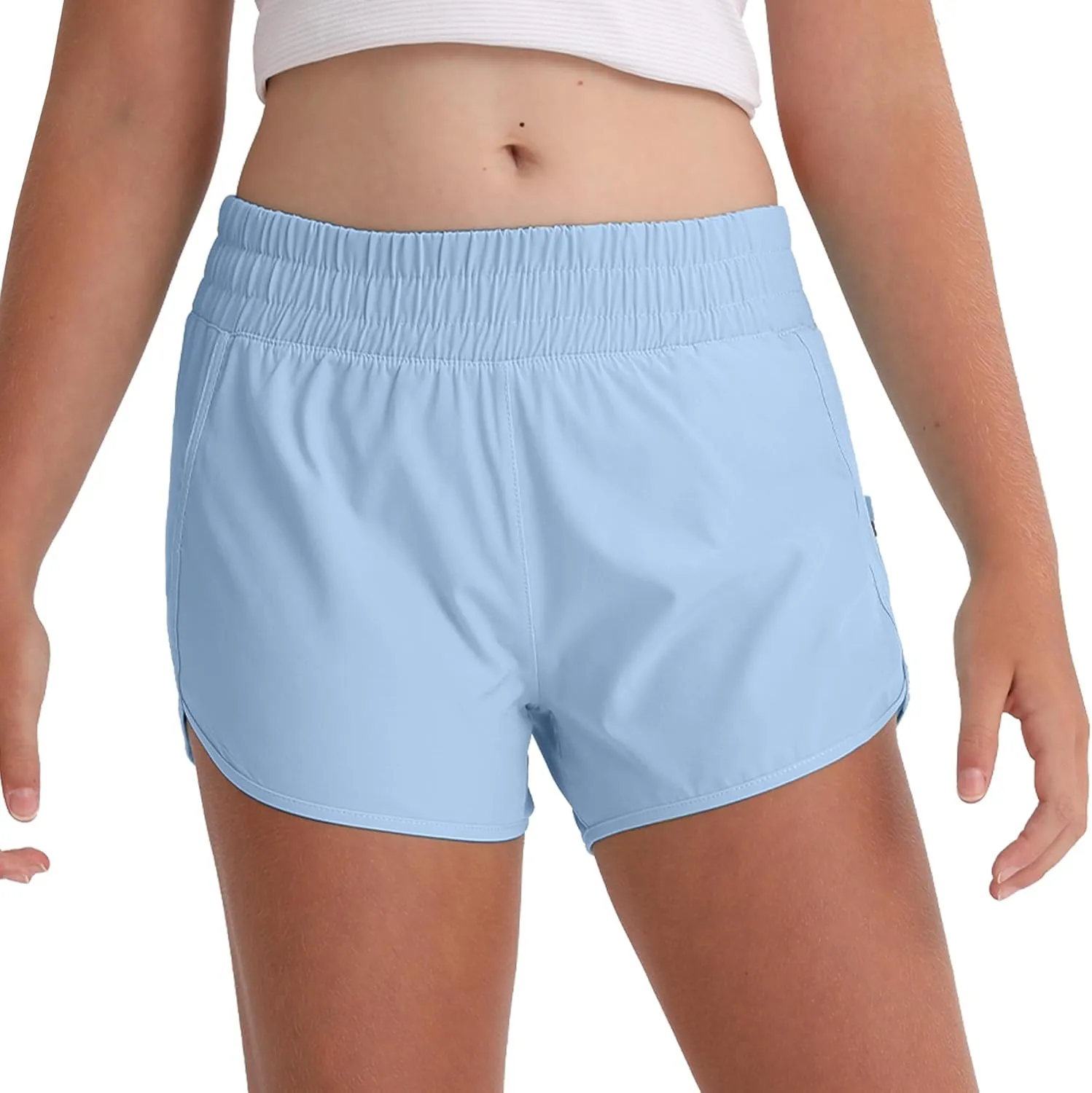 Aurefin Girls Athletic Shorts with Zip Pockets, Teen Kids Quick Dry Running Shorts Lightweight Workout Sports Active shorts
