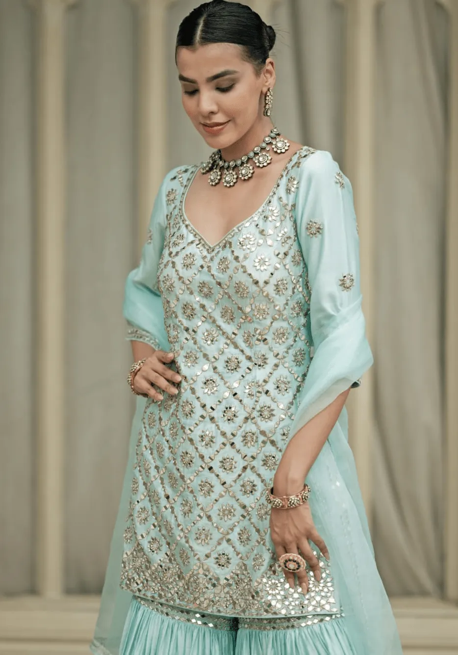 Baby Blue Sharara Set