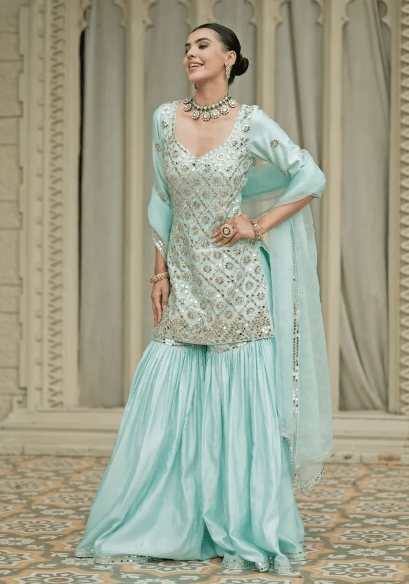 Baby Blue Sharara Set
