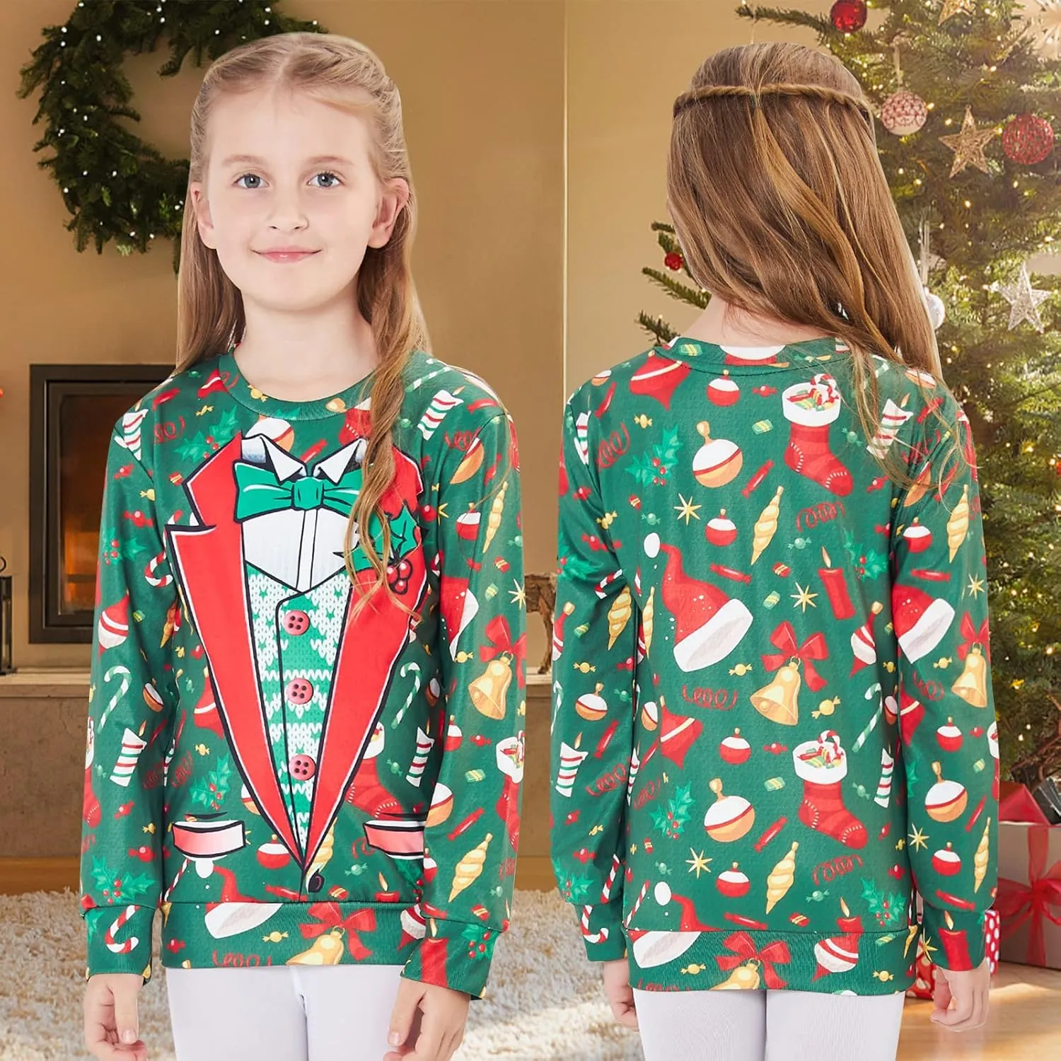 BFUSTYLE Boy Girl Ugly Christmas Sweatshirt Kids Fleece Cool Xmas Pullover 4-16 Years