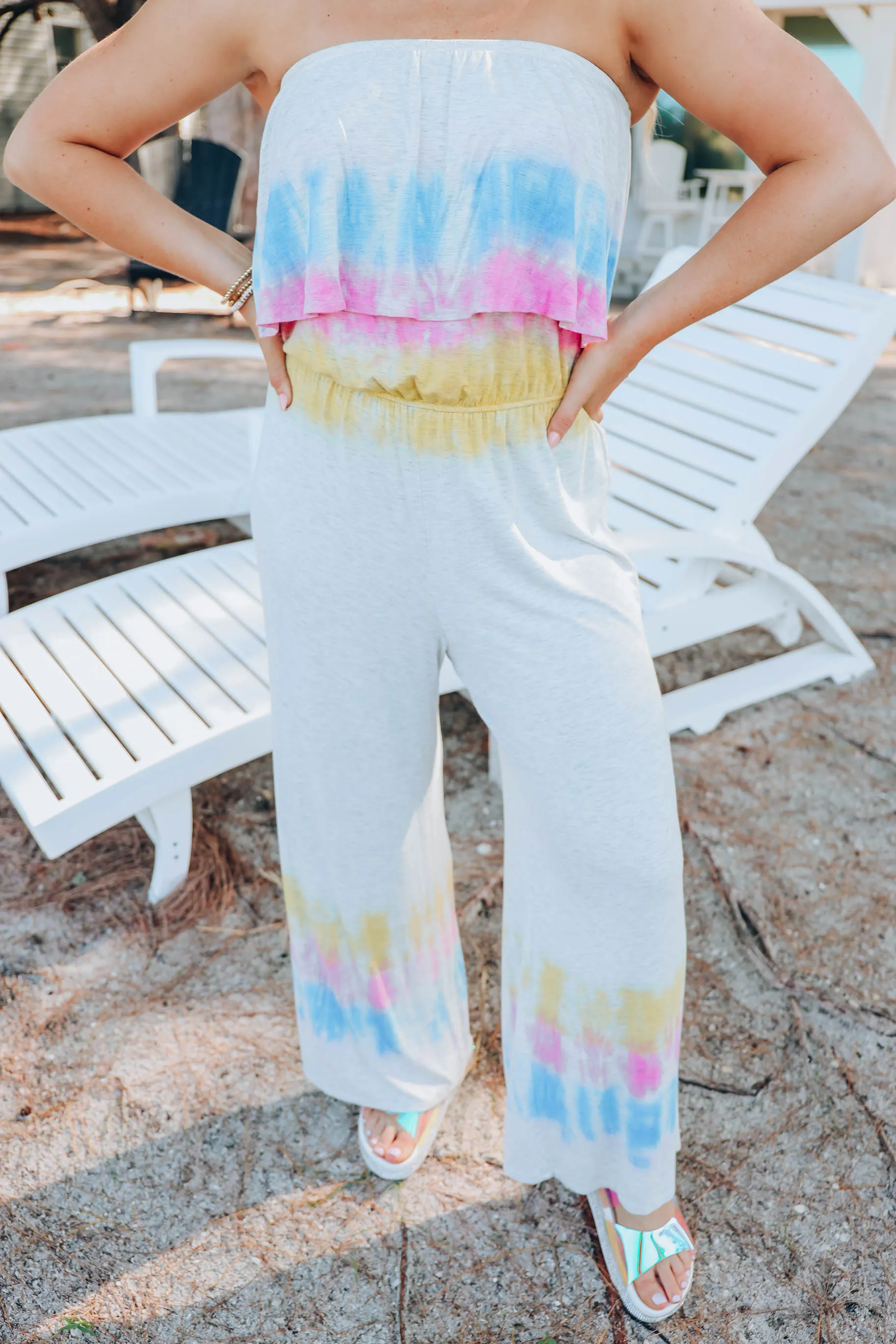 Breezy Tie Die Sleeveless Jumpsuit