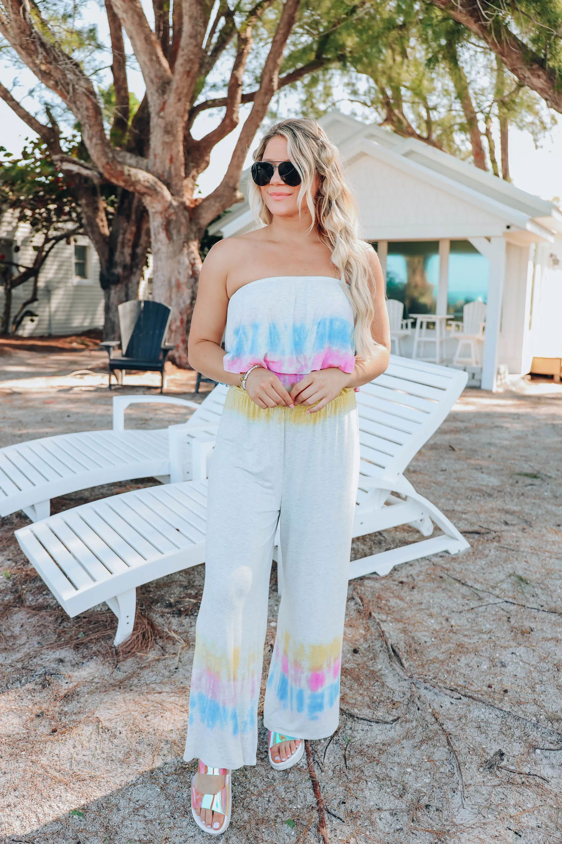 Breezy Tie Die Sleeveless Jumpsuit