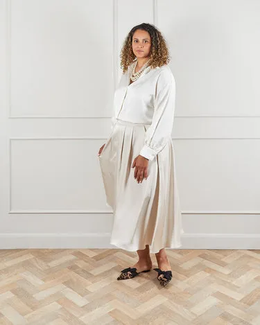 Chalk Audrey Skirt Satin in Champagne