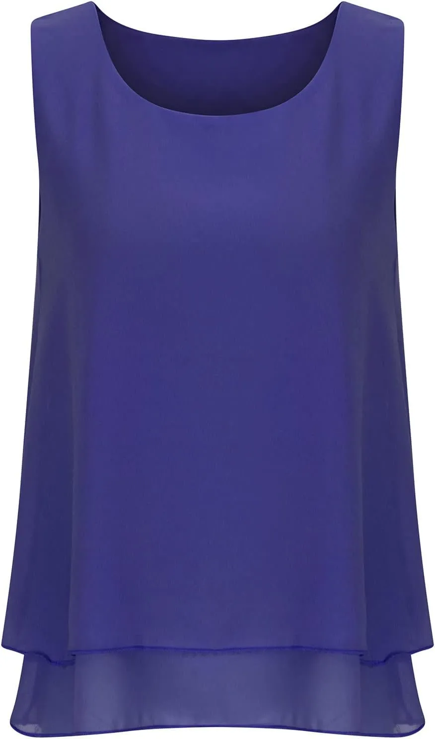 Chiffon Tank Tops for Women Summer Sleeveless Double Layer Ruffle Hem Shirts Casual Plus Size Loose Fit Solid Blouse