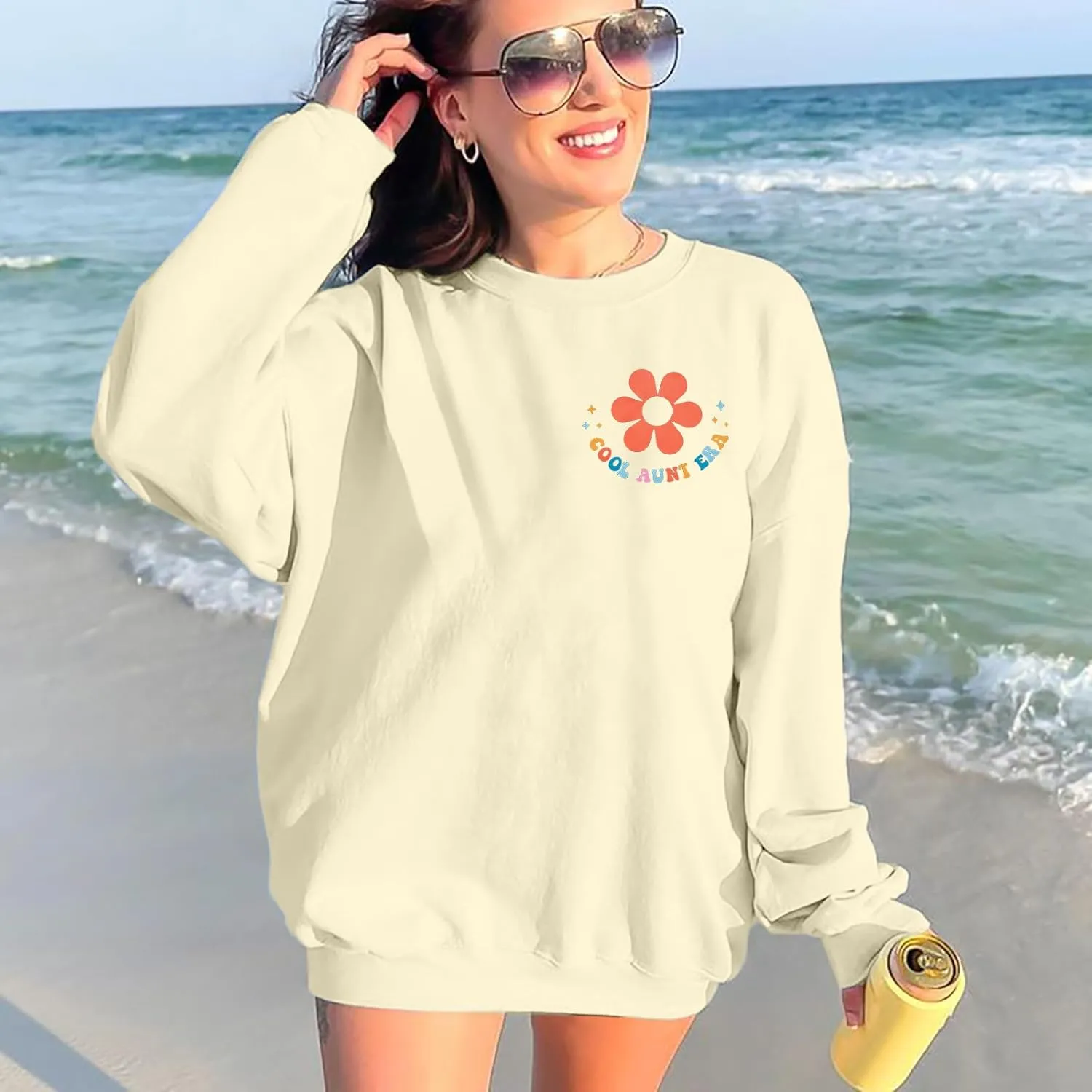 Cool Aunt Sweatshirt Auntie Crewneck Sweatshirts In My Cool Auntie Era Pullover Oversized Long Sleeve Aunt Shirt