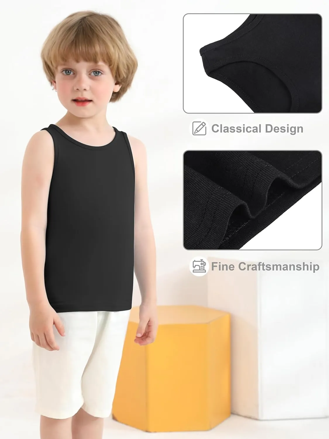 Cooraby 6 Pack Toddler Tank Top Kids Undershirts Soft Undershirt for Boys and Girls