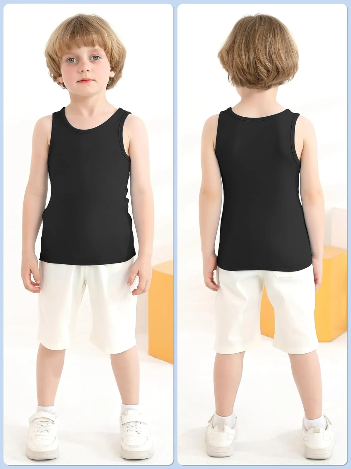 Cooraby 6 Pack Toddler Tank Top Kids Undershirts Soft Undershirt for Boys and Girls
