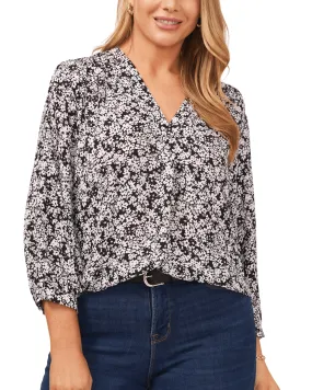 Floral Field V-Neck Blouse | RICH BLACK