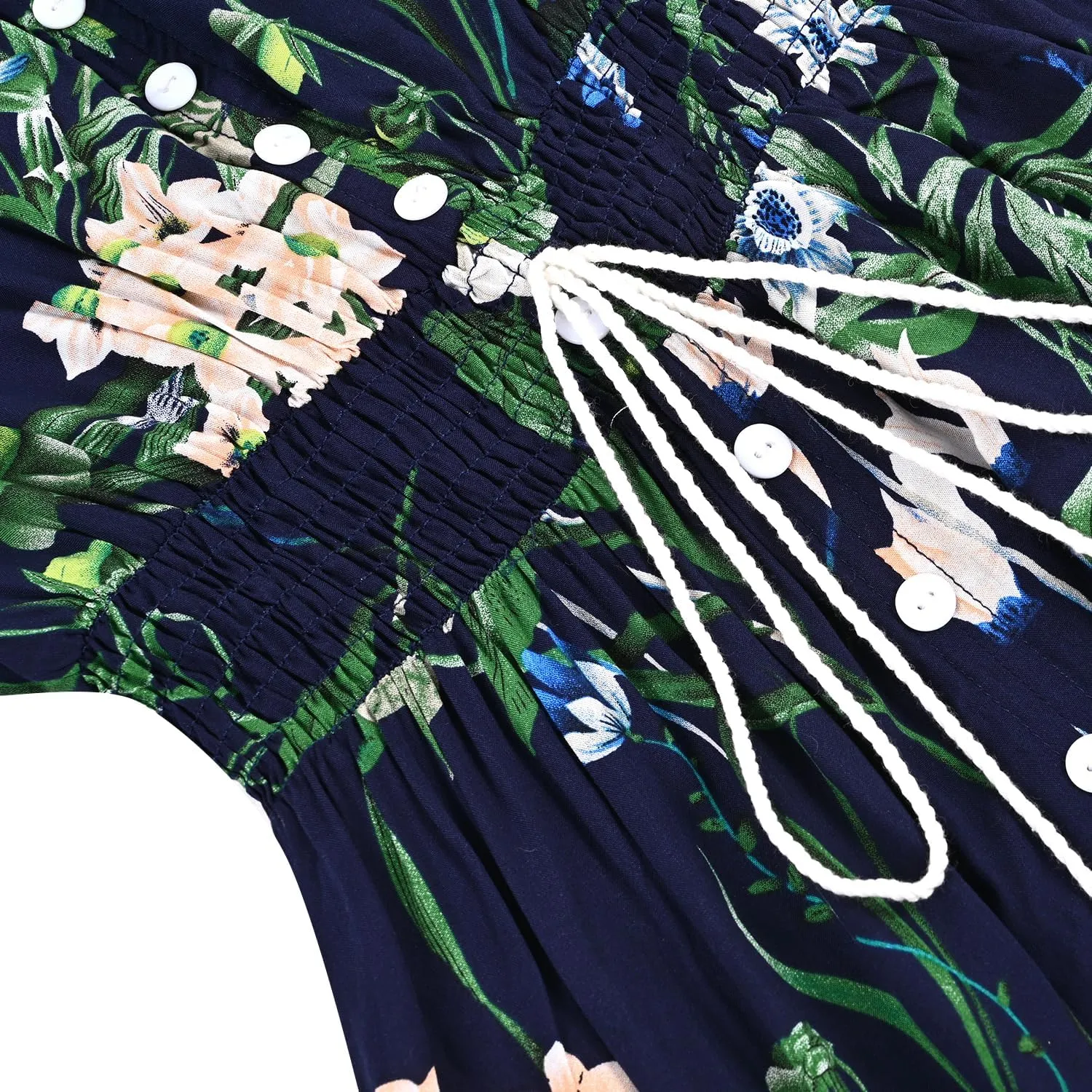 Floral Maxi Dress Women Button Up Split Print Flowy Party Dress