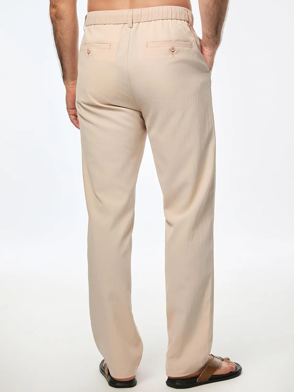 JMIERR Men's Casual Drawstring Pants Elastic Waist Lightweight Pant Summer Beach Trouser with Pockets