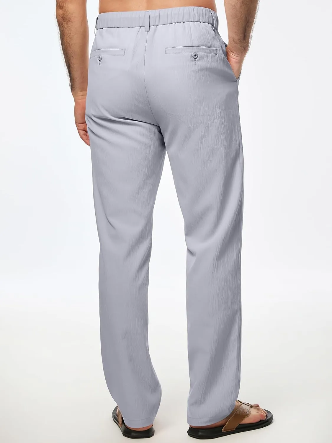 JMIERR Men's Casual Drawstring Pants Elastic Waist Lightweight Pant Summer Beach Trouser with Pockets