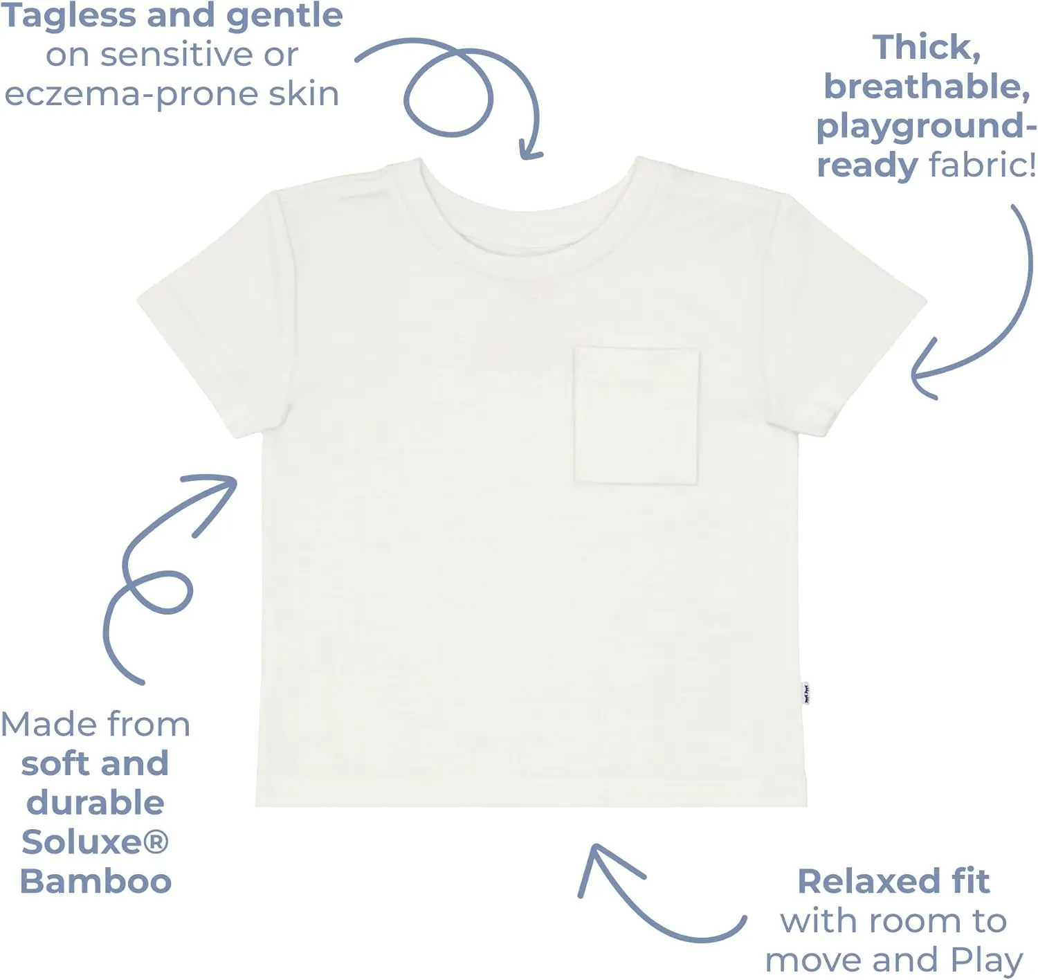 Little Sleepies Short Sleeve Relaxed Pocket Tee for Boys and Girls