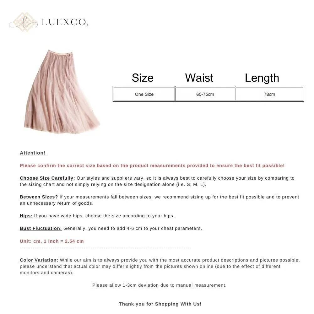 Luexco Chiffon High Waist A Line Solid Pleated Skirt