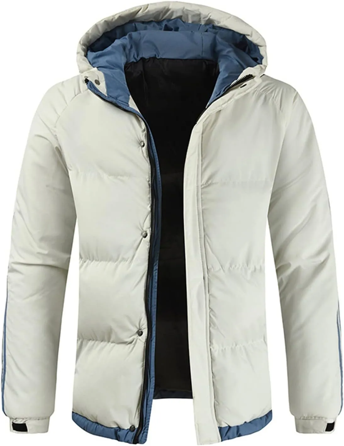 Men's Jacket-Casual Winter Cotton Jacket Coat Thicken Hooded Cargo Coat Outerwear Down Puffer Jacket