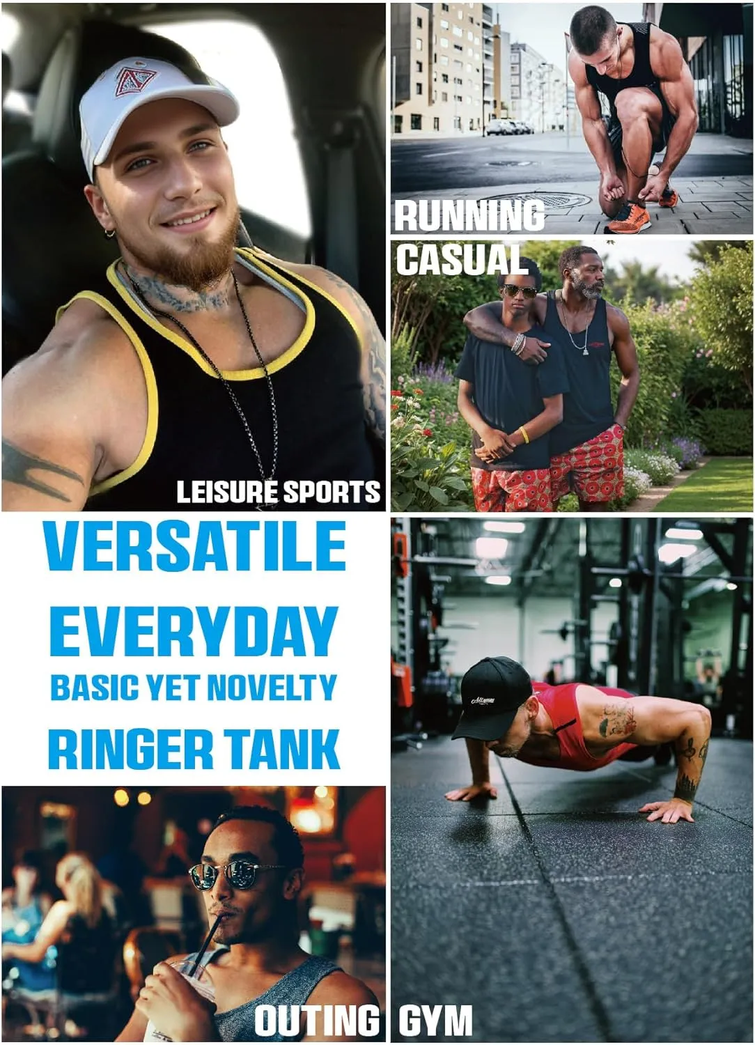 Mens Tank Top Soft Lightweight Gym Workout Beach Casual Sleeveless Muscle Shirts