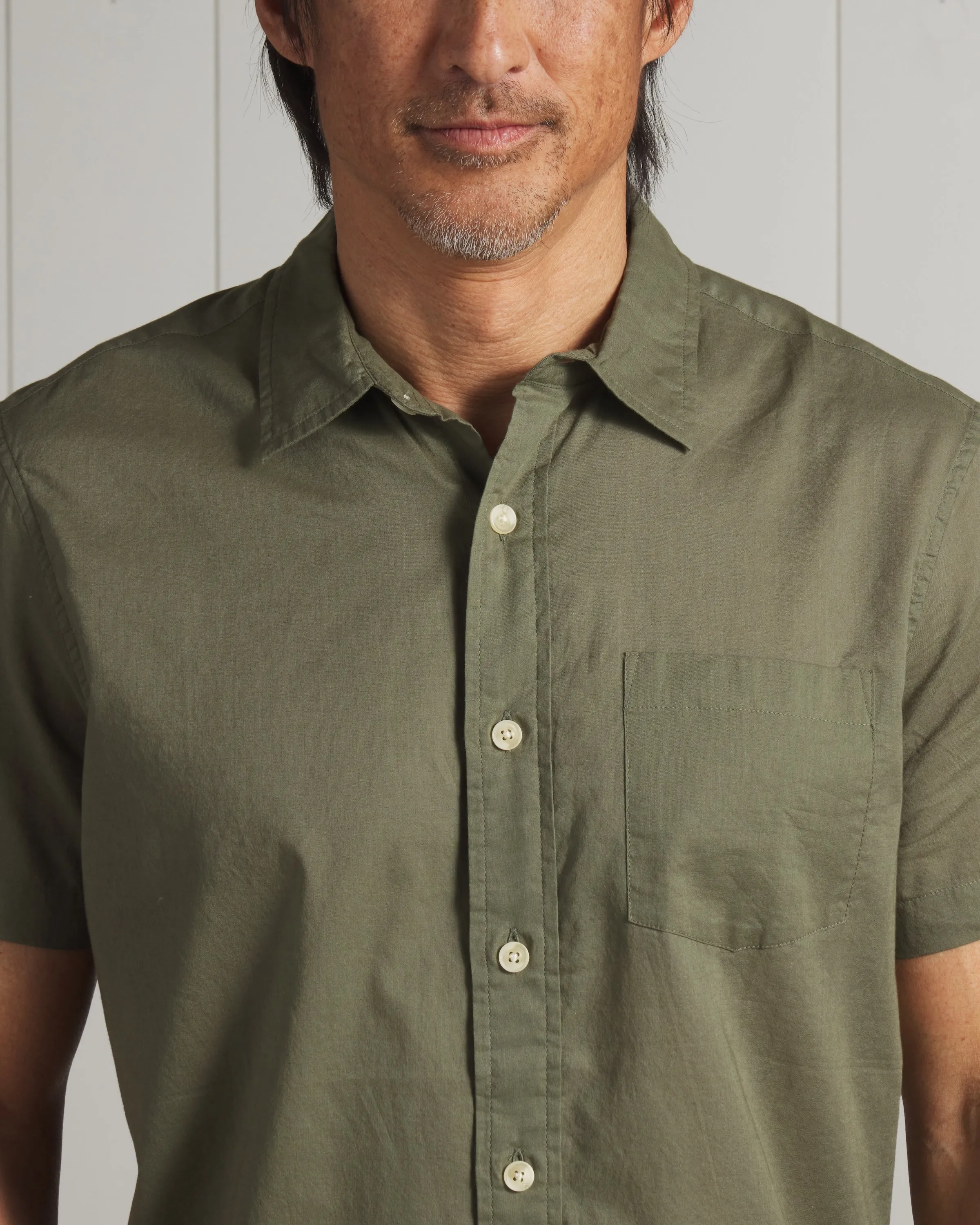 Portofino Featherweight Poplin Short Sleeve Shirt - Military Olive