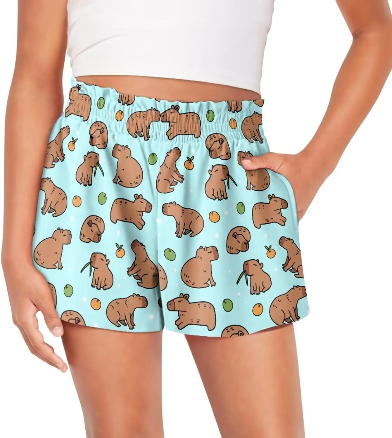 Shorts for Girls 1-16 Years Old Kids Clothes High Waist Athletic with Pockets