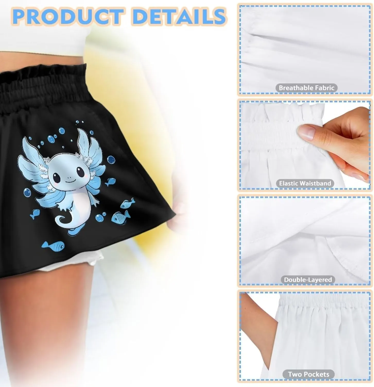 Shorts for Girls 1-16 Years Old Kids Clothes High Waist Athletic with Pockets