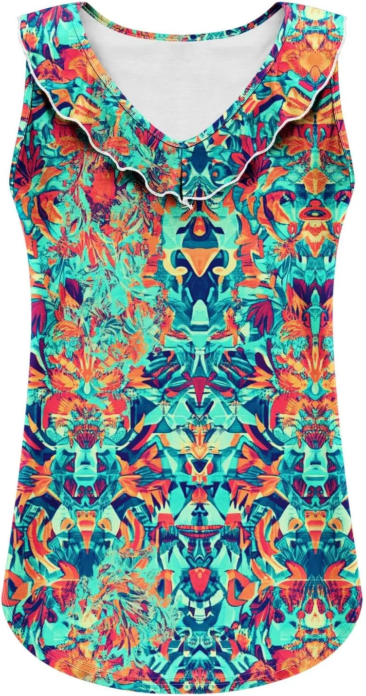 Summer Tank Tops for Women 2025 Fashion Printed V Neck Sleeveless Shirt Soft Comfy Trendy Beach Casual Dressy Outfits