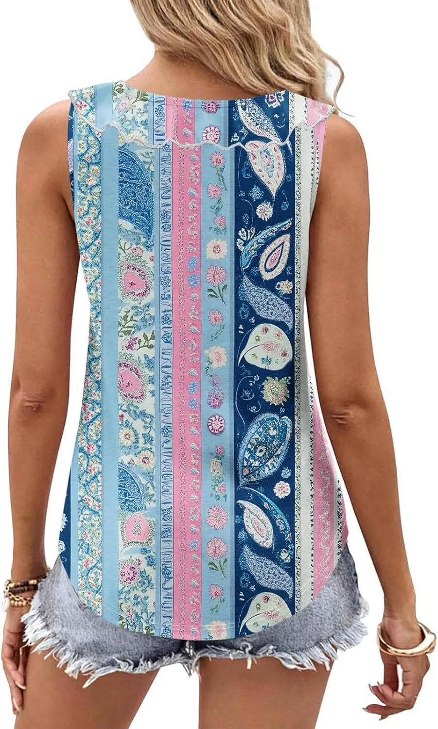 Summer Tank Tops for Women 2025 Fashion Printed V Neck Sleeveless Shirt Soft Comfy Trendy Beach Casual Dressy Outfits