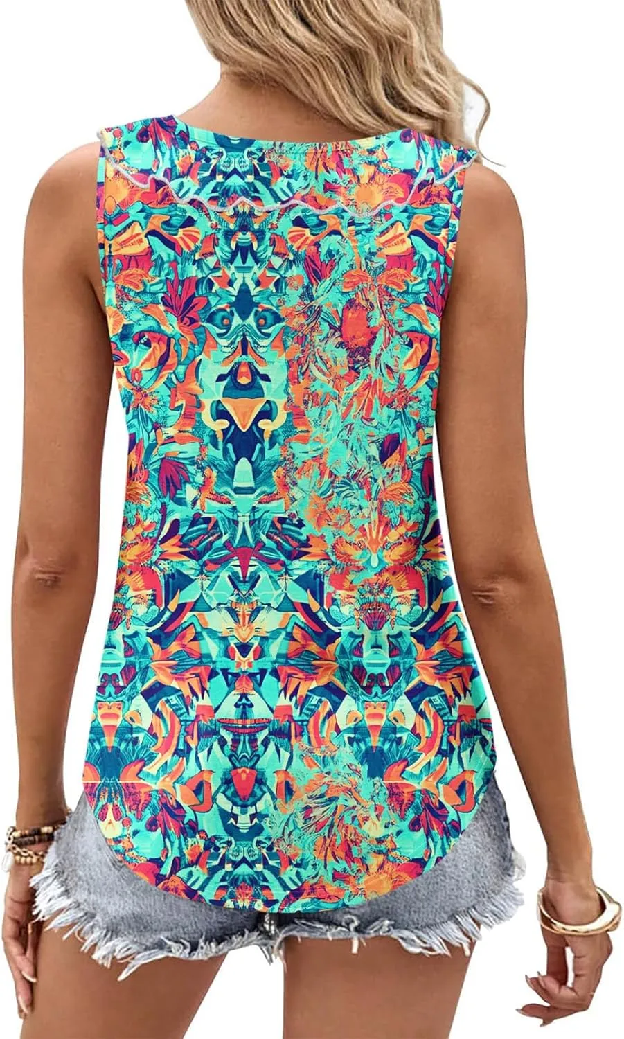 Summer Tank Tops for Women 2025 Fashion Printed V Neck Sleeveless Shirt Soft Comfy Trendy Beach Casual Dressy Outfits