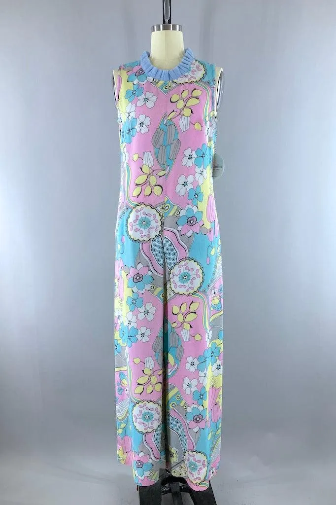 Vintage 60s Mod Floral Print Jumpsuit