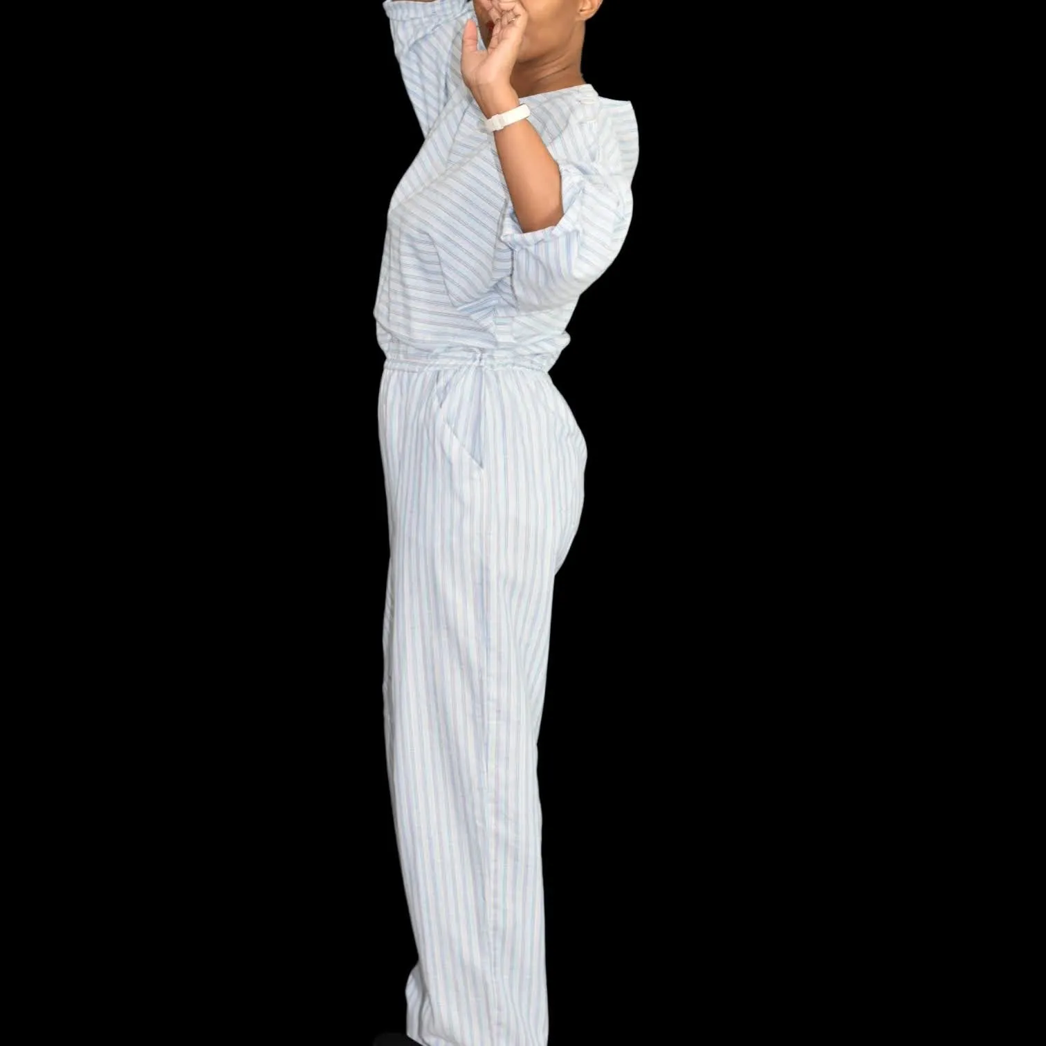 Vintage 80s Fritzi Striped Jumpsuit Size Medium