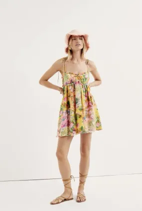 Women Floral Mini Dress Y2K Coquette Summer Smocked Chest Ruffle Spaghetti Strap Babydoll Short Dress Cottagecore Clothes
