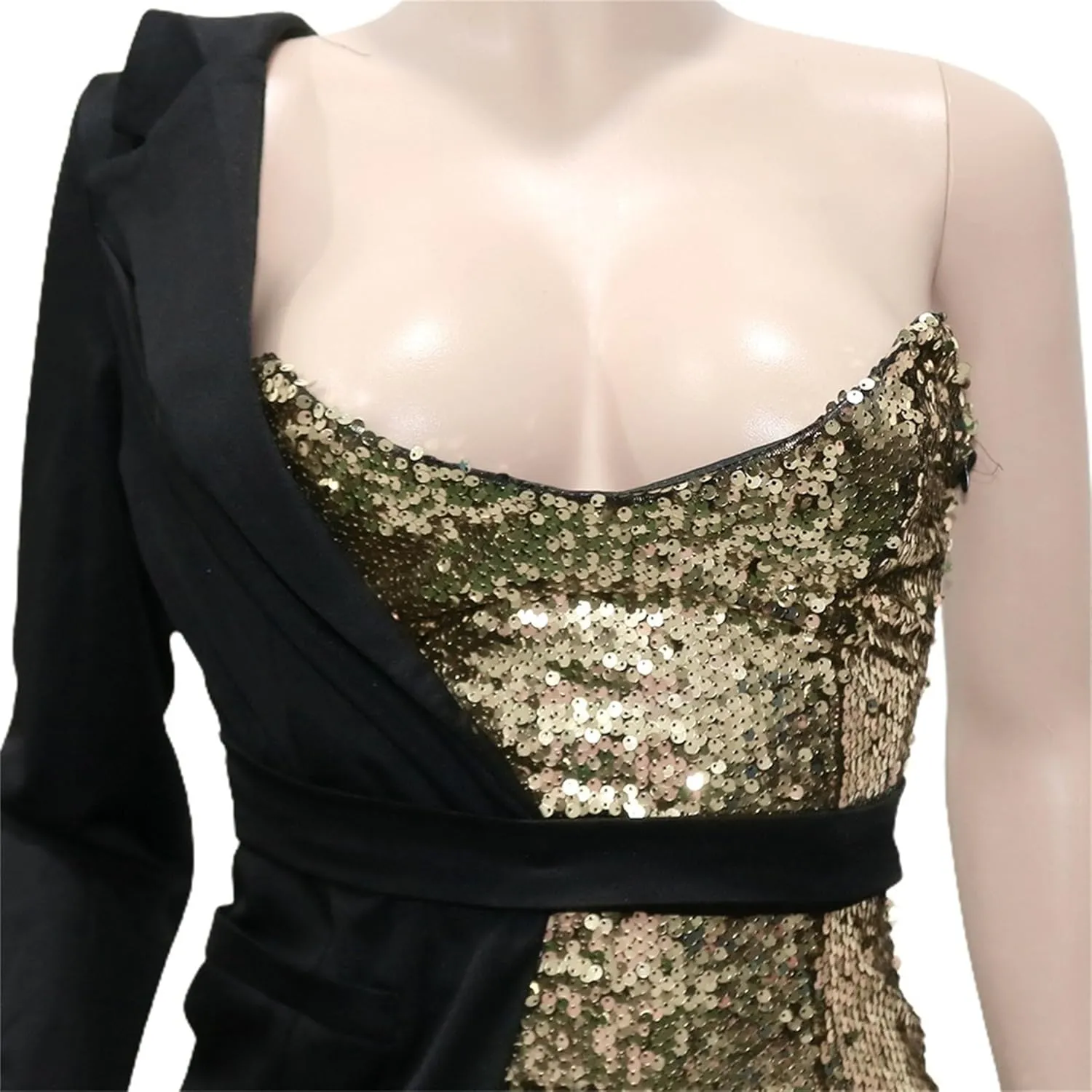 Women Sequin Sexy One Shoulder Dress Long Sleeve Backless Bodycon Cocktail Evening Dress 2024 Formal Party Dress