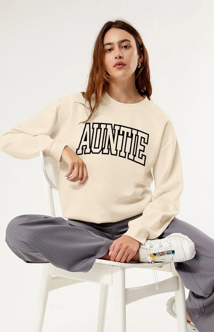 Womens Aunt Sweatshirt Cool Aunt Crewneck Sweatshirt Auntie Letter Print Long Sleeve Pullover Top