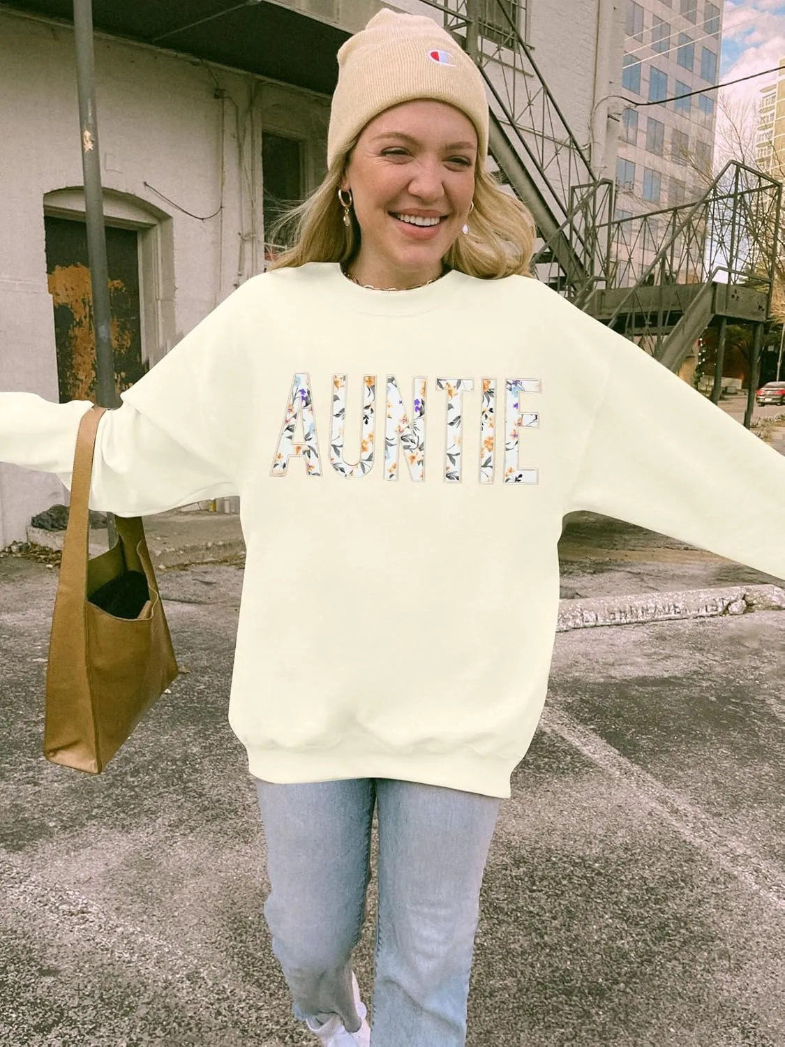 Womens Aunt Sweatshirt Cool Aunt Crewneck Sweatshirt Auntie Letter Print Long Sleeve Pullover Top