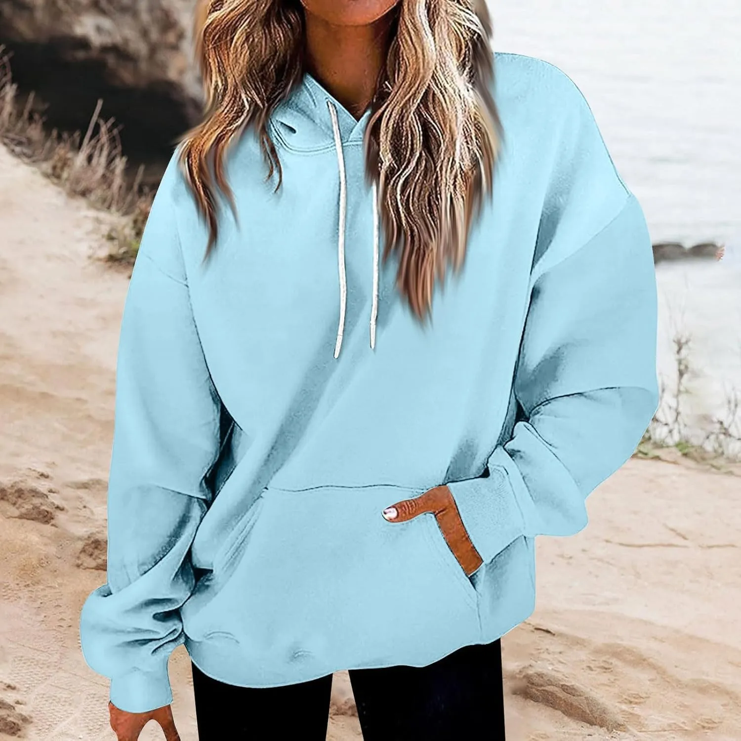 Womens Oversized Hoodies Neon Print Sweatshirt Fall Thin Long Sleeve Gradient Pullover Trendy Tie Dye Ombre Sweater