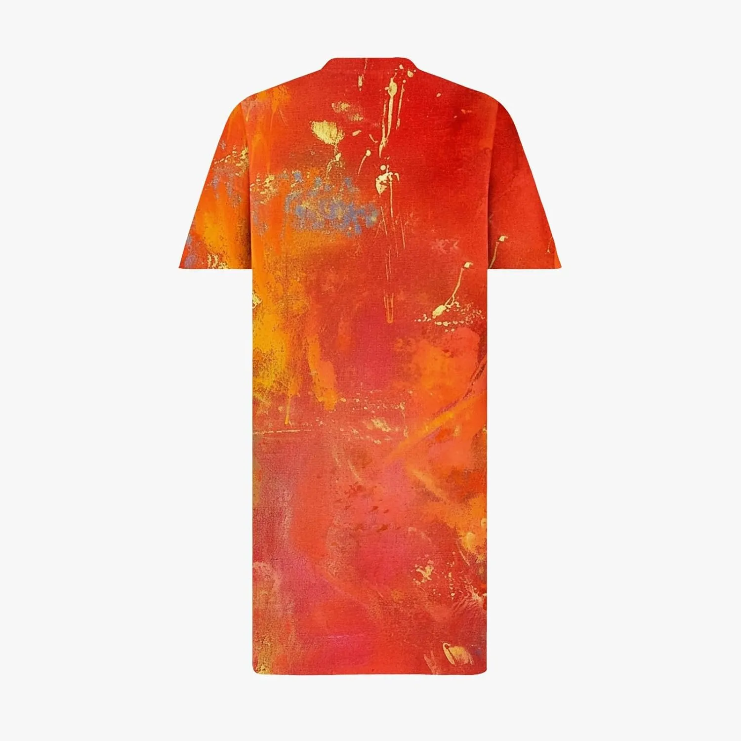 Women's Oversized Knee Length Dress Marble Print Casual Dress Short Sleeved V-Neck Loose Dress Fashion Tie Dye Dress