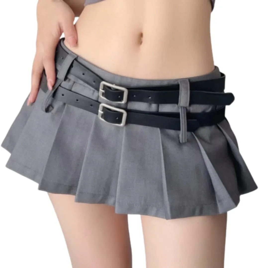 YELLOOP Preppy Skirt Super Mini Skirt Y2k Skirt Low Rise Skirt Pleated Skirts for Women Sexy Skorts Skirts