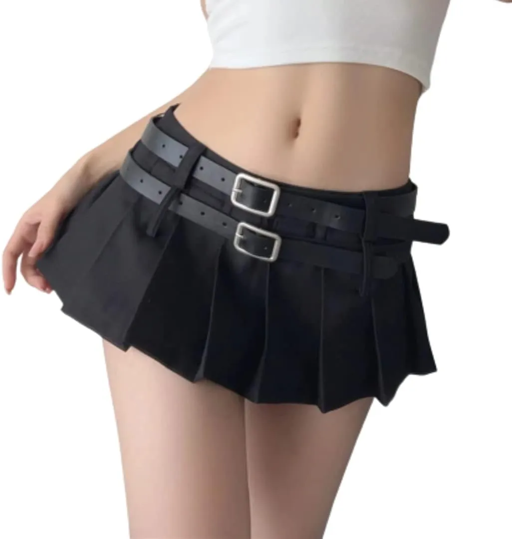 YELLOOP Preppy Skirt Super Mini Skirt Y2k Skirt Low Rise Skirt Pleated Skirts for Women Sexy Skorts Skirts